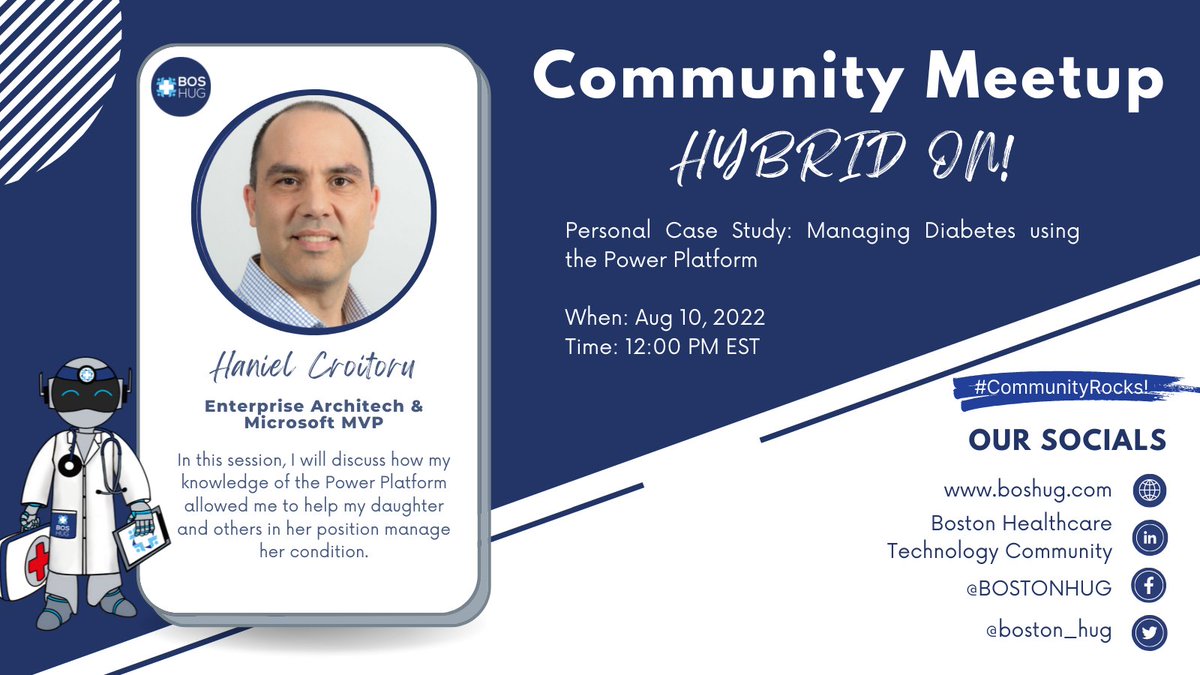 boston_hug's tweet photo. Fancy a FREE ticket for our Hybrid Meetup tomorrow? π
You still have time until 12:00 noon today! Grab our limited tickets now!
Register here: https://t.co/GqxcVTLQQI
#communityrocks #HybridOn #PowerPlatform #microsoftforhealthcare https://t.co/CUyFKT8iRi