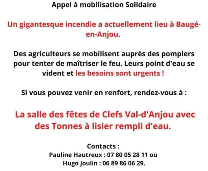 pour_lysea's tweet photo. APPEL A LA SOLIDARITÉ BESOIN URGENT #incendies #MaineEtLoire #Baugé https://t.co/0UnRNLMCV6