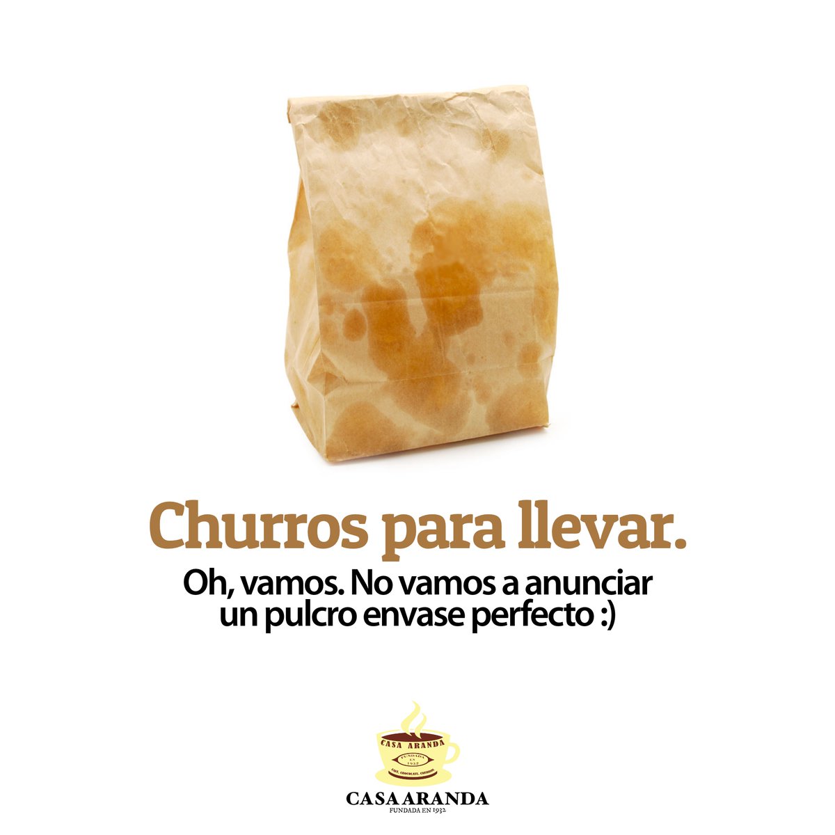 Tenemos churros para llevar. Pero no vamos a ponerte una foto perfecta, inmaculada, hecha con photoshop para que parezca alucinante. Lo más probable es que tu bolsita acabe así :)

#malaga #malagacentro #casaaranda #cafeterias #churrosconchocolate #churrowers #parallevar #churros