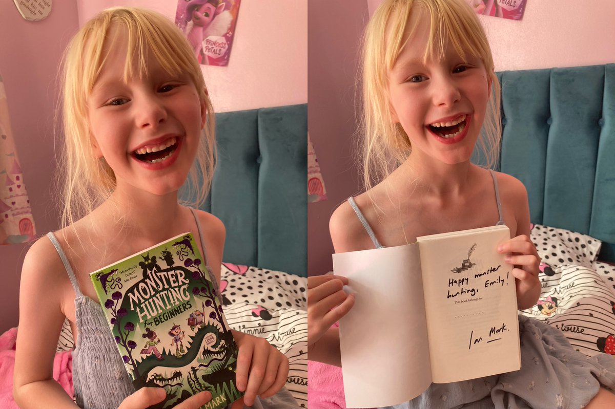 KnightleyH's tweet photo. Emily is very happy with her new book 🥰 Thanks Ian @ianmmark #MonsterHuntingForBeginners https://t.co/60Hsj1PvUR