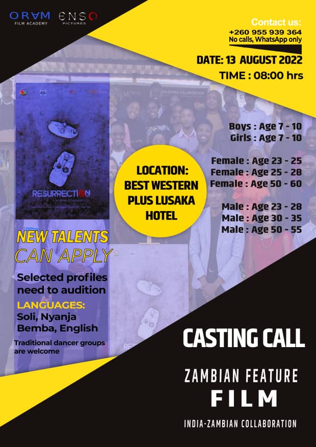 CASTING CALL #featurefilm 
An India - Zambia Collaboration..

We welcome the talents...
#ensopictures

#india #Zambia #featurefilm #independentmovie #castingcalls #casting #youngartist #talents