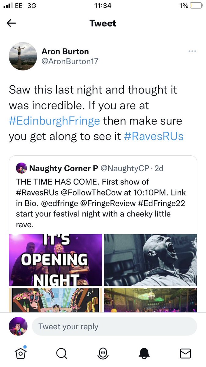 Some great feedback coming in for #RavesRUs 
Catch it tonight <a href="/FollowTheCow/">Underbelly Edinburgh</a> 10:10PM last 2 FOR 1 tonight for its run so come and get your dancing shoes on. #edfringe #EdinburghFringe <a href="/bingefringemag/">Binge Fringe Magazine</a> <a href="/broadwaybaby/">Broadway Baby</a> <a href="/Edinburgh_forum/">Edinburgh Forum</a> <a href="/TheScotsman/">The Scotsman</a>
