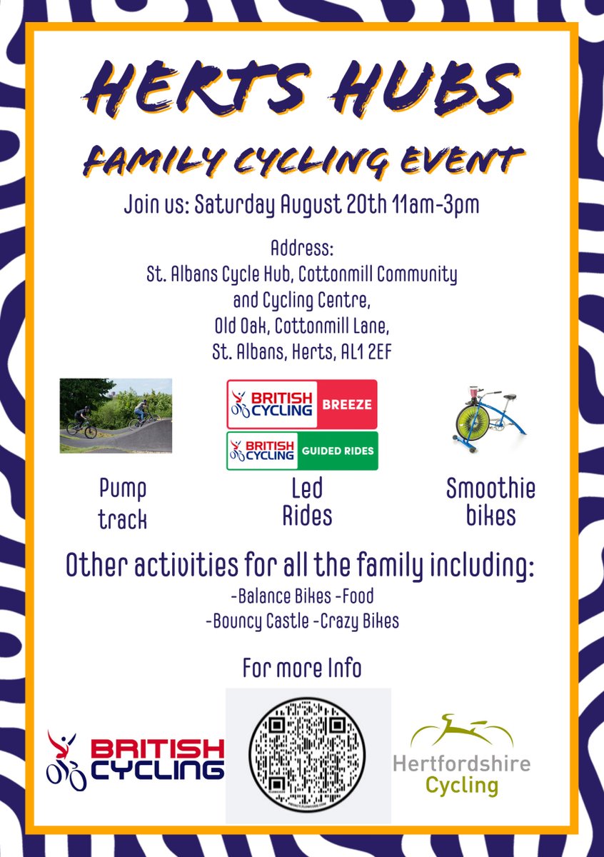 We are excited about this event happening in the Eastern Region on the 20th August. Check out the details below and we look forward to seeing some of you there! Sign up via link: eventbrite.com/e/herts-hubs-f…