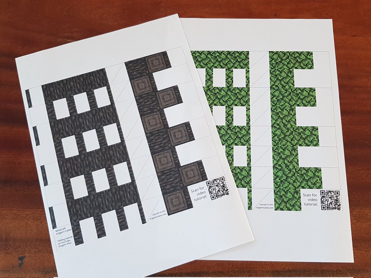 I just drew new textures to make dark oak origami Minecraft blocks. I'm very curious to see how it will turn out! #Minecraft #papercraft #origami