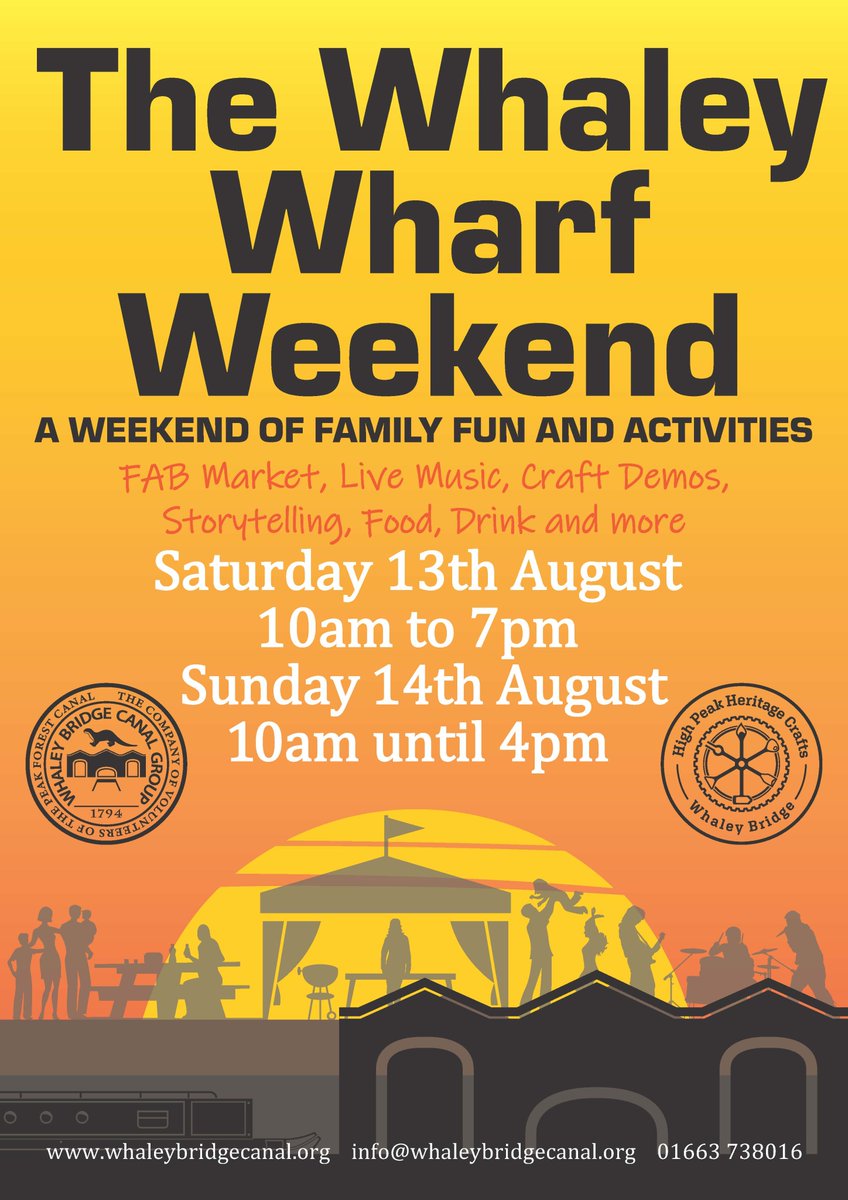 WhaleyChronicle's tweet photo. REMINDER (as if you needed it): this weekend is the 2-day extravaganza #WhaleyWharfWeekend; celebrating our disaster-dodging triumph over the damaged Toddbrook spillway.
Come down to the basin for stalls, food &amp; drink, music &amp; all-round fun. 
You'd be wharfully sorry to miss it! https://t.co/YIW0auOZUB