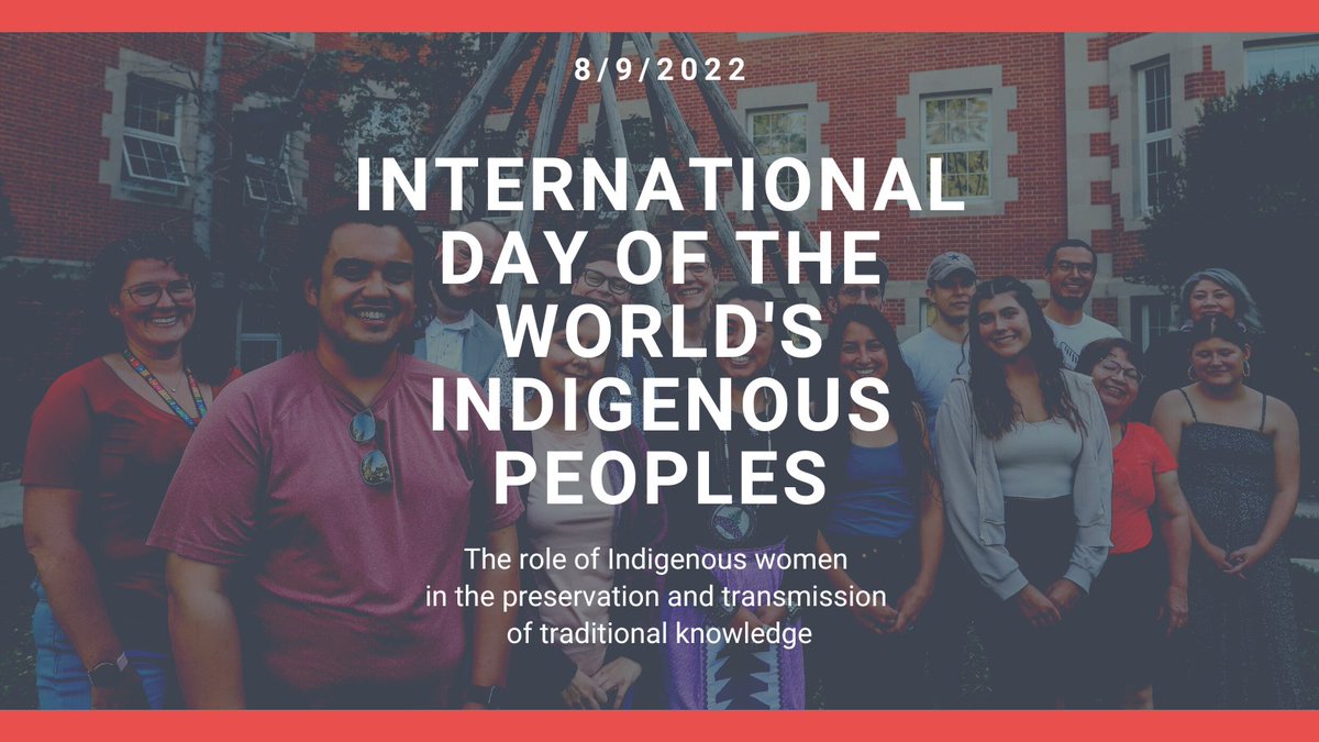 Today is #InternationalDayoftheWorldsIndigenousPeoples! This year's theme is the Role of Indigenous Women in the Preservation and Transmission of Traditional Knowledge! Learn more: un.org/en/observances…