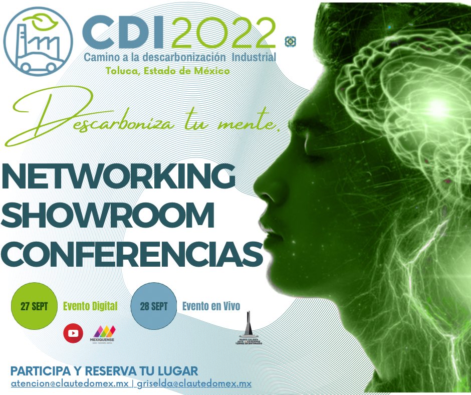 Camino a la descarbonización industrial. 
Sep 27 y 28. Iniciativas y estrategias para la descarbonización en Mexico. 
Reserva tu lugar: atencion@clautedomex.mx 
#IndustriaAutomotriz #IndustriaLimpia #Evento #DescarbonizacionIndustrial #CDI2030 #Industria <a href="/ElisaCrespoFerr/">Elisa Crespo Ferrer</a>