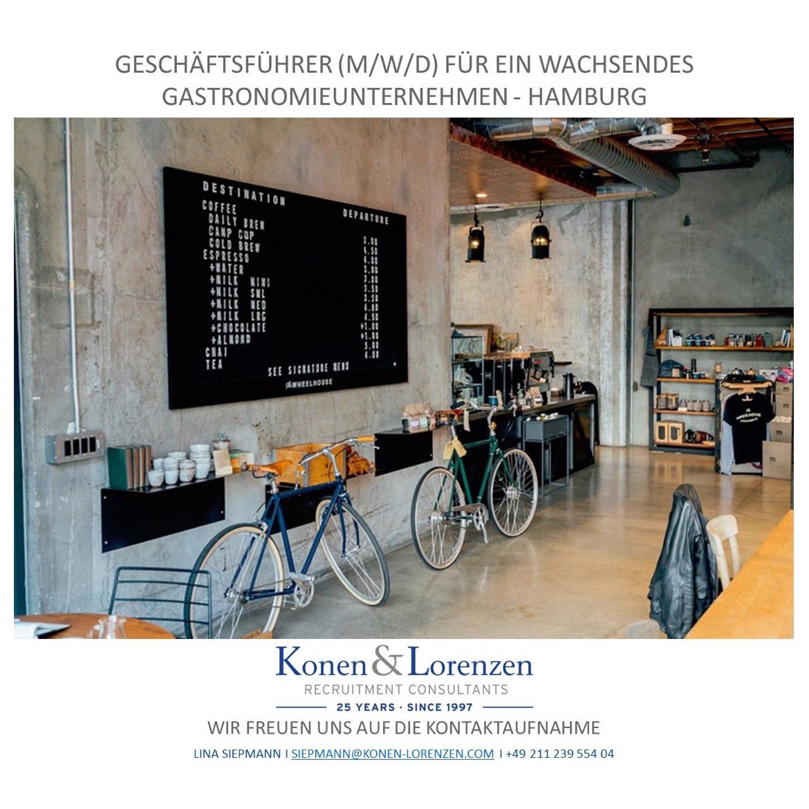 HOT JOB!

Im Auftrag unseres Kunden, suchen wir einen Geschäftsführer (m/w/d) für ein wachsendes Gastronomieunternehmen für den Standort Hamburg.

lnkd.in/e7NMvCWB

#job #gastronomie #gastronomiejobs #hiring #recruitment #recruiting #geschäftsführung #systemgastronomie