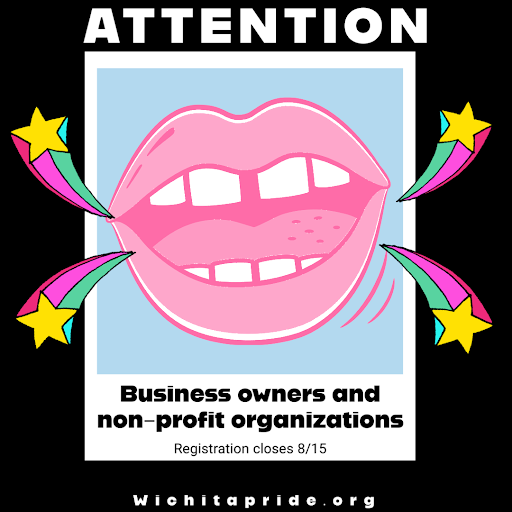 WichitaPride's tweet photo. Attention Business Owners and Non-Profit Organizations!

Register TODAY as a Vendor/Exhibitor for Wichita's largest Pride Celebration

Wichita Pride Festival is September 25th at Century II 

Registration closes on 8/15/22

Visit https://t.co/hPyrWun3Hy for more information https://t.co/opLspeqKJg