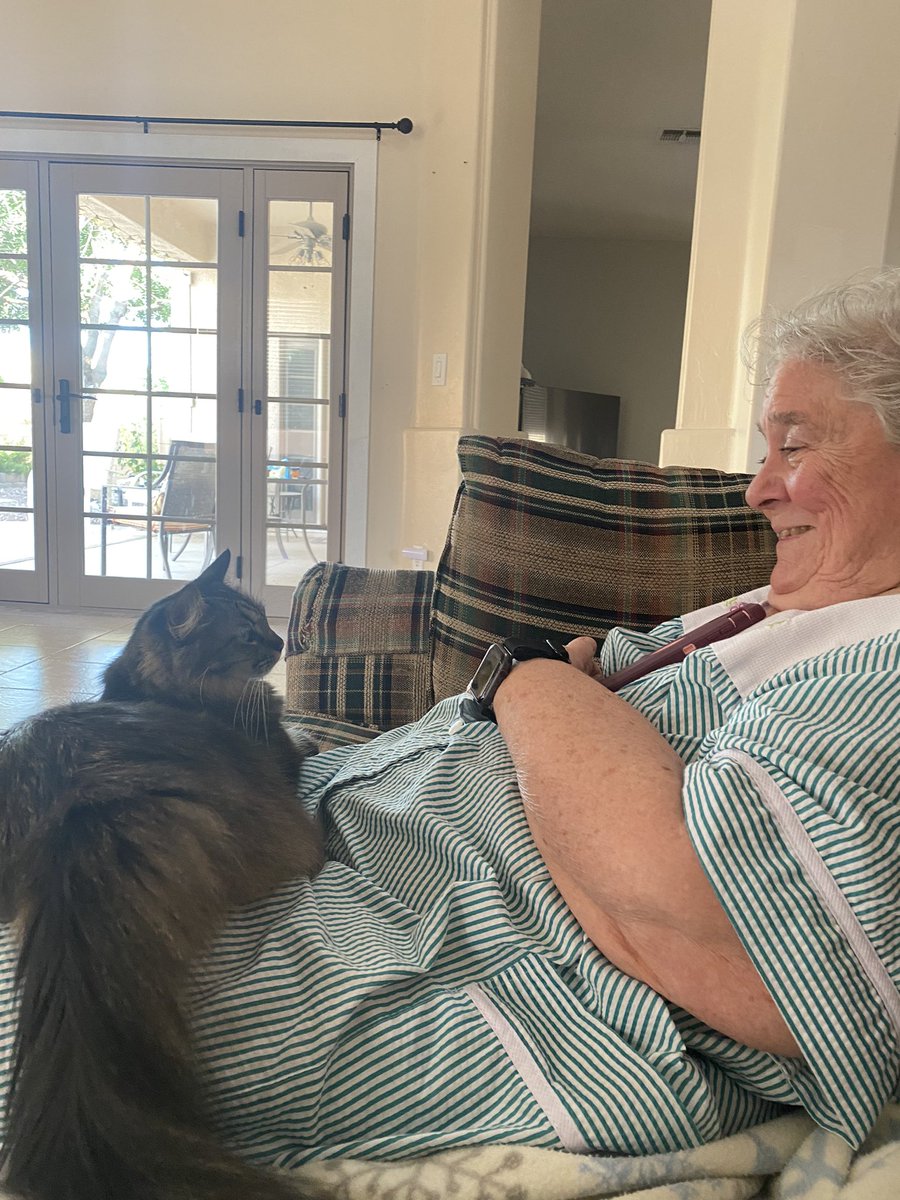 JillyaneMarie's tweet photo. Never underestimate the power of pets to influence emotions ❤️ This is still true with dementia. Watching my mom with her cat makes my heart happy 😍😍😍 https://t.co/HMT2RstPw9