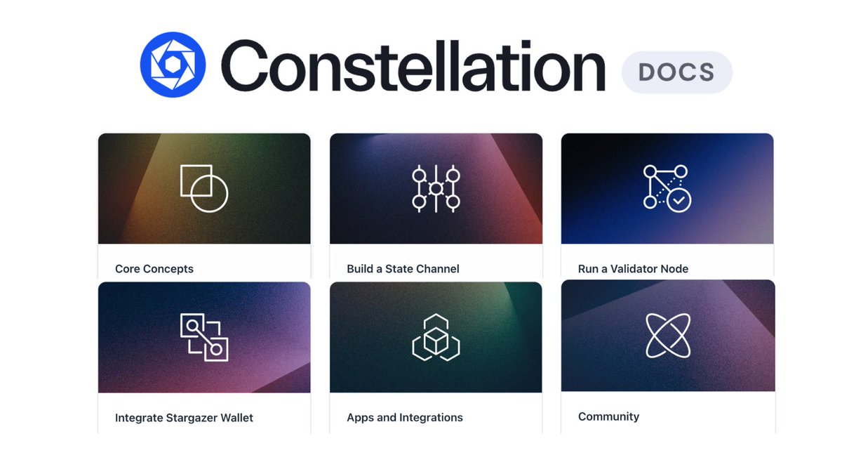 The official Constellation documentation hub has been released. 

Learn, Build &amp; Validate. All in one place.

Check it out at 👉 docs.constellationnetwork.io

$DAG $LTX #HGTP