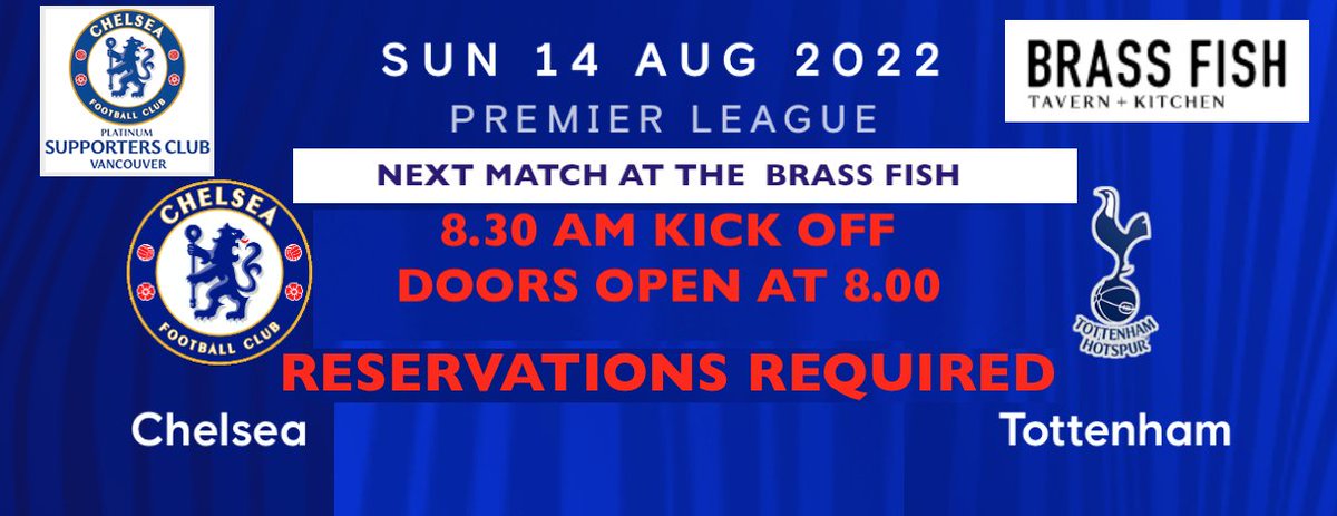 Thank you to everyone that came to the Brass Fish on Saturday. Over 80 fans enjoying Chelsea breakfasts and the win. Let's keep the pub buzzing and keep on winning against Spurs on Sunday.
trueblues.ca/events