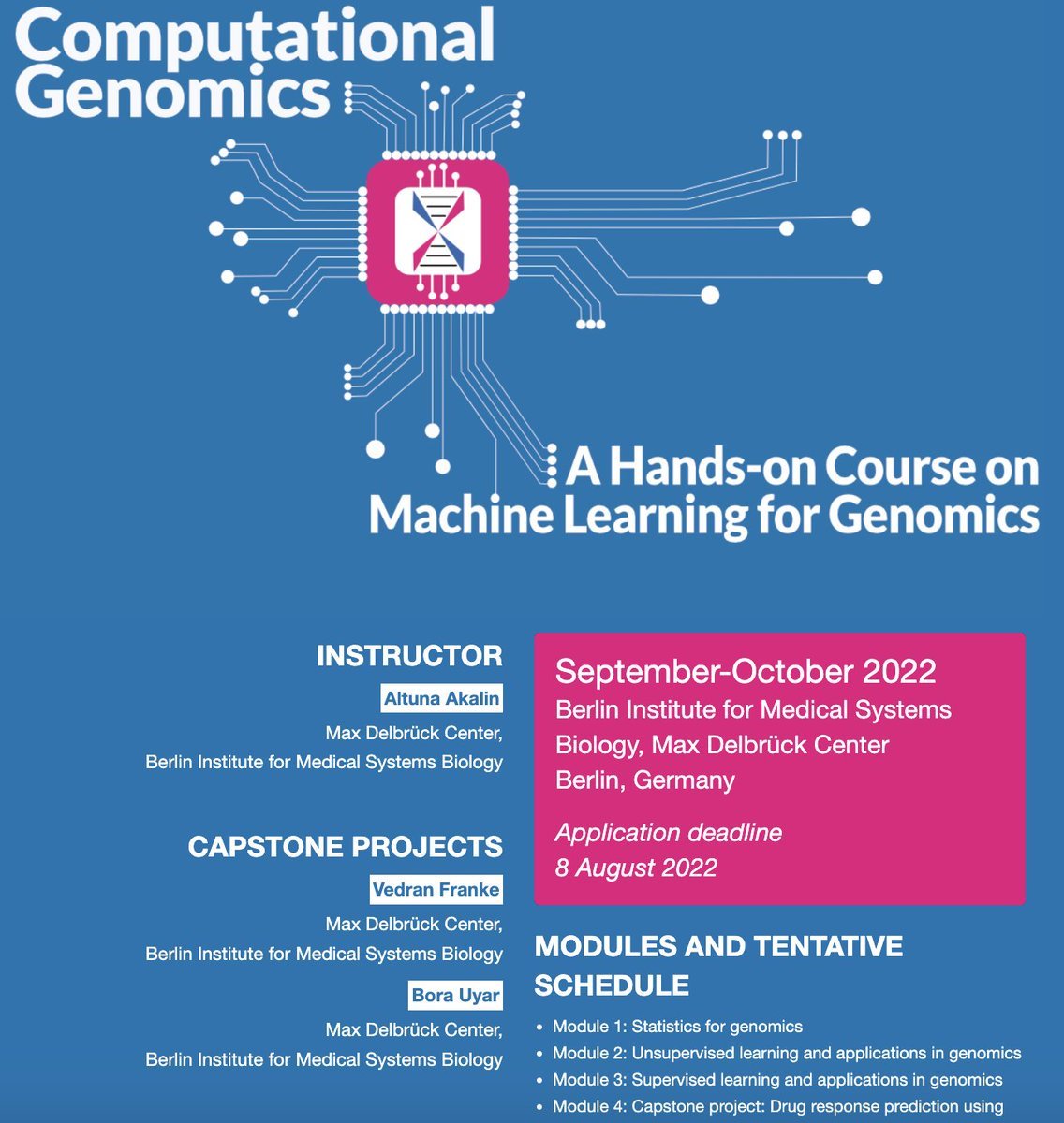 📢📢 we received 970 applications for this year's computational #genomics focusing on #machineLearning applications. Thank you for the overwhelming interest, we will get back to the applicants in 7-10 days. @BIMSB_MDC @MDC_Berlin