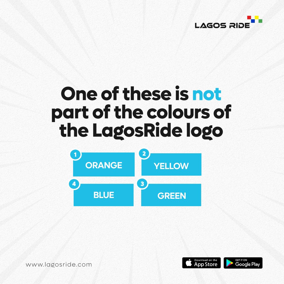 LagrideNigeria's tweet image. How well are you familiar with the app? Drop your answers in the comment section below.

Need a clue?
Download the app😉

#triviaquestions #mylagosride #appknowledge #lagos
