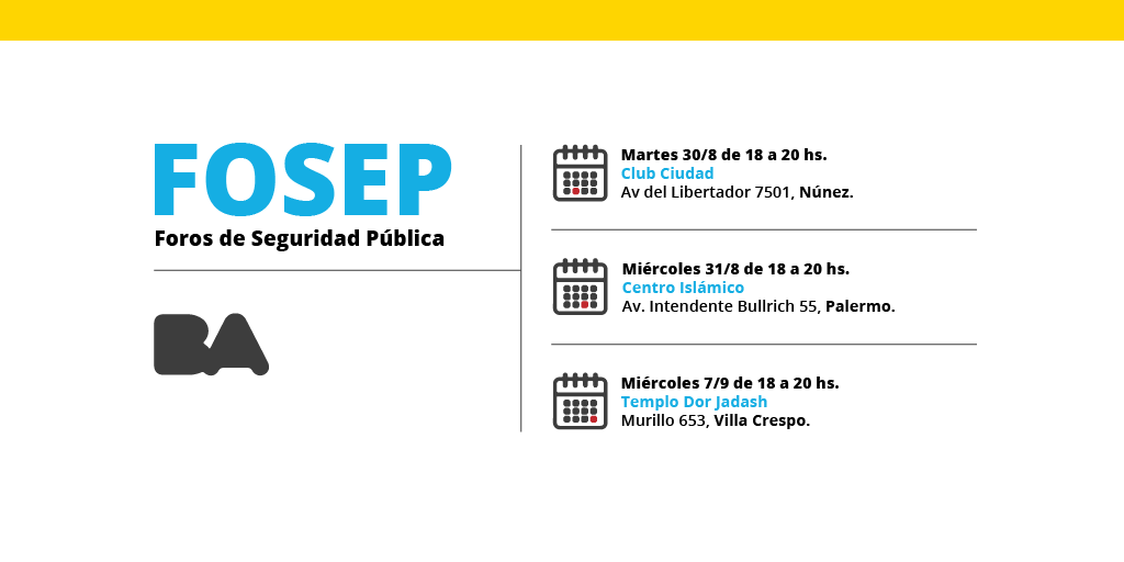 SeguridadBA's tweet photo. Los problemas de los barrios se abordan con las personas que más los conocen. Si sos vecino de la Ciudad, te invitamos a participar de los Foros de Seguridad Pública (FOSEP) para charlar con autoridades. Compartimos el listado de los encuentros por comuna. ¡Tu voz importa! 🙌 https://t.co/X9Vt7HkVbs