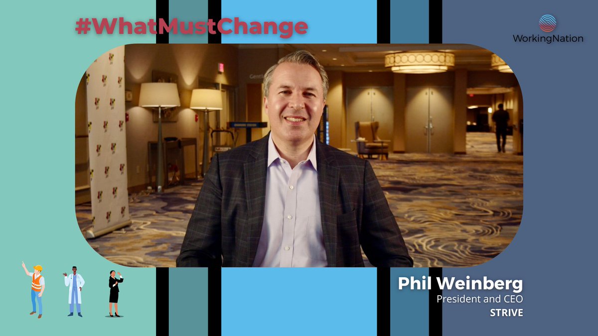 “How do we build a more inclusive economy?” <a href="/philip_weinberg/">Philip Weinberg</a>, president/CEO of @STRIVEintl, asks in this video on #WhatMustChange in the world of work. Watch at youtu.be/YeOB9izulzY to see why he thinks focusing on an #opportunitygap rather than a #skillsgap is key. #DEI #DEIA