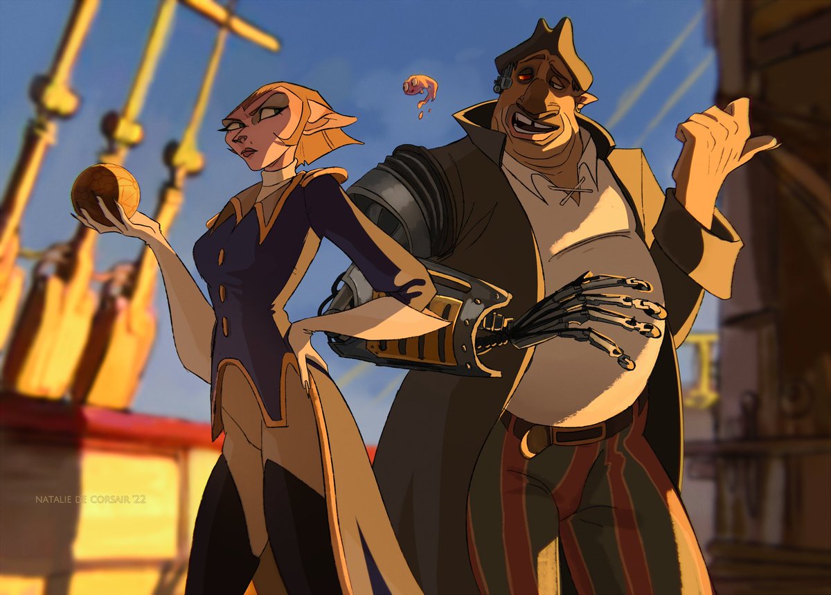 I wanted to draw Amelia Smollett and John Silver from Treasure Planet together