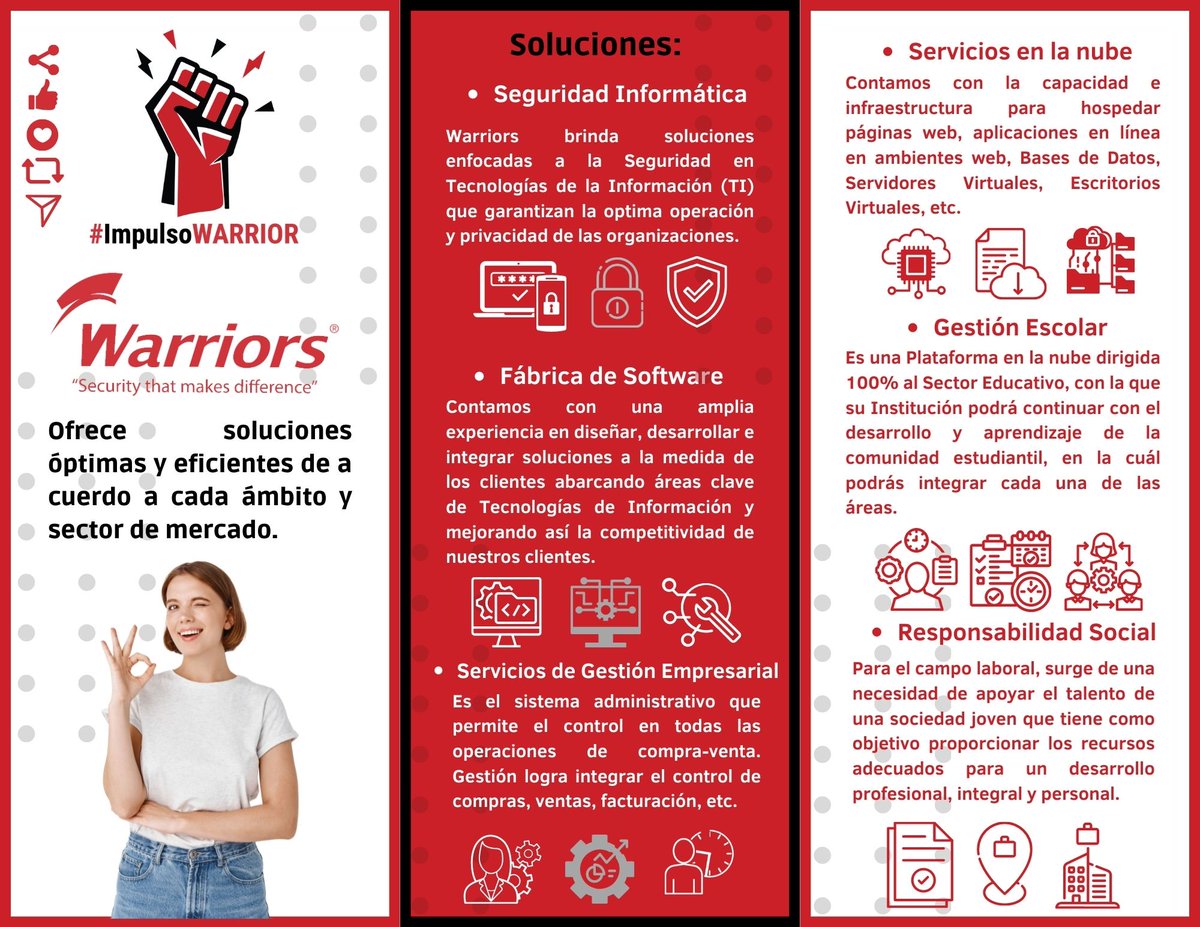 #ImpulsoWARRIOR Con tu apoyo podremos estar más cerca de ti y con nuestras soluciones ¡tendrás resultados efectivos, constantes y seguros para tu organización! #seguridad  #cybersecurity  #tecnologia #malware #empresas #security #escolar #educacion #software #trabajo #gestión