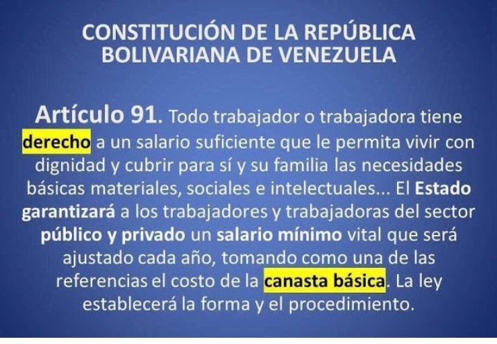 yilvergimenez's tweet photo. Artículo 91. de la Constitución De La República Bolivariana De Venezuela. https://t.co/Xwl5XN1pP2