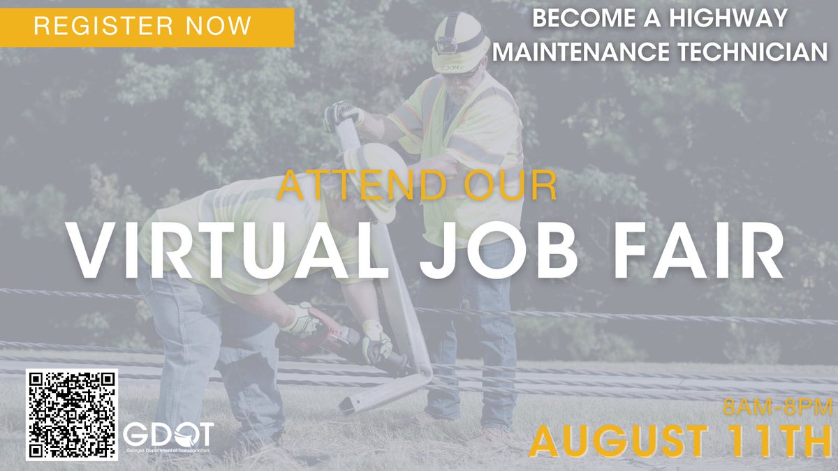 'Guess What? We’re Hiring! 
🛣 Highway Maintenance Technicians
🚧 Multiple Positions Open
💻 📞Virtual Interviews

Register today for the Virtual Job Fair on 8/11.  👉 Visit indeedhi.re/3BFmPCC to secure your new career! #ExperienceGDOT #HighwayMaintenanceTechnician
'