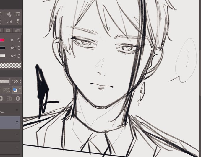 ジェイドverラフまで書き終わったから明日線画塗りして完成予定…予定…😹 