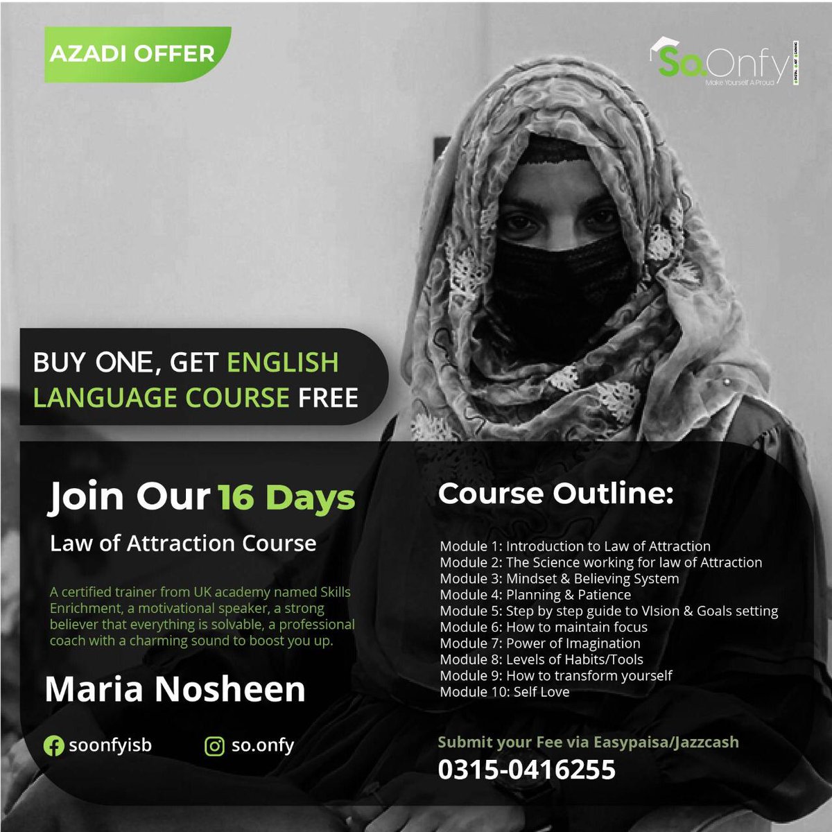 MariaNosheen81's tweet image. Law of Attraction course
#marianosheen #Training #AzadiOffer #contentcreators #changemaker