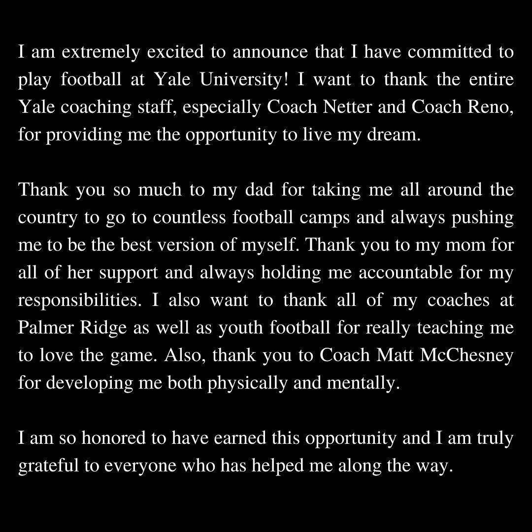 Committed!! #Team150 #DungeonFamily #ThisIsYale <a href="/CoachRenoYale/">Tony Reno</a> <a href="/AlNetter/">Coach Al Netter</a> <a href="/SixZeroAcademy/">Coach Matt McChesney</a> <a href="/yalefootball/">Yale Football</a>