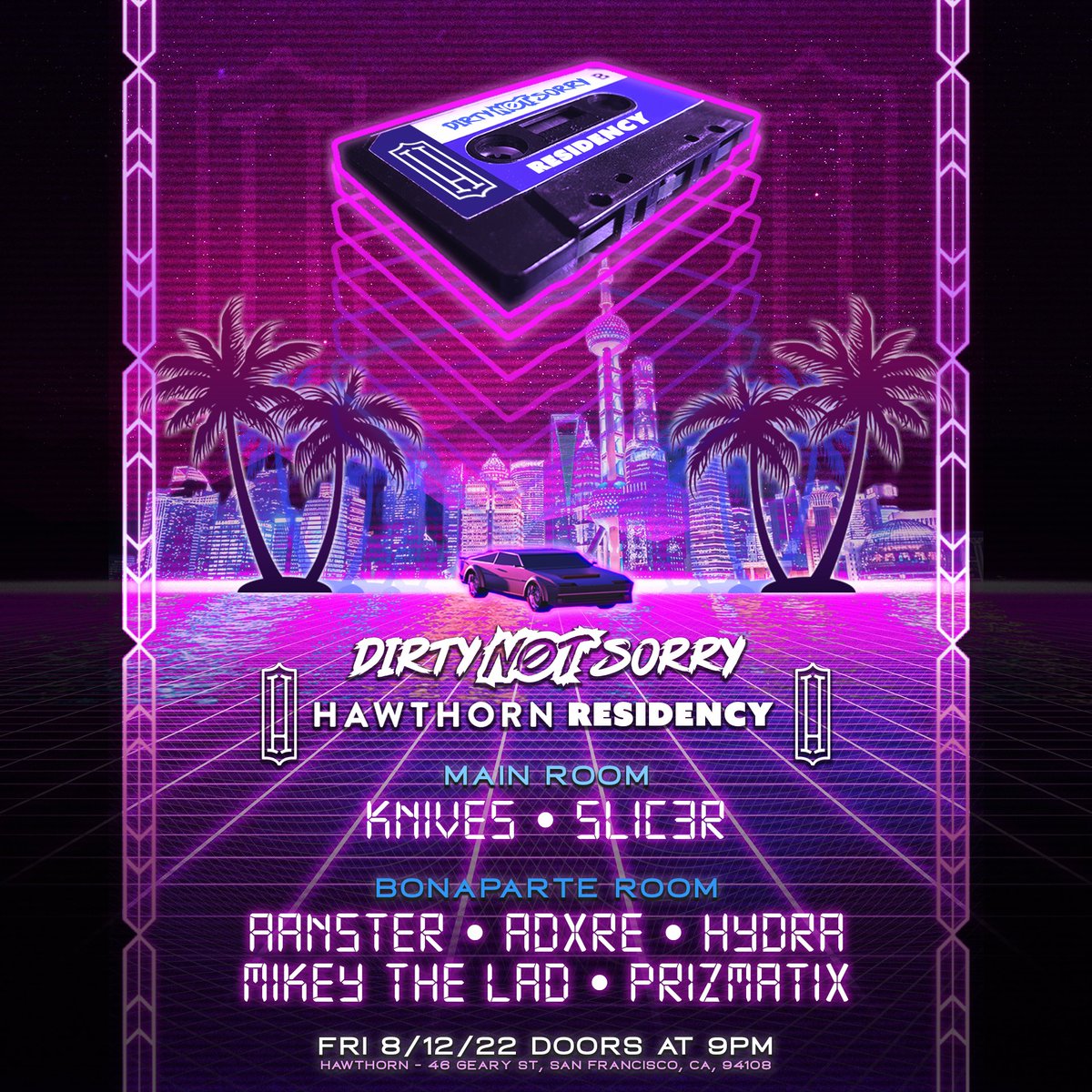 💥FRIDAY💥 Can't wait to throw-down for the <a href="/dirtynotsorry/">Dirty Not Sorry</a> bi-monthly residency night at <a href="/hawthornsf/">Hawthorn SF</a> 😄🙌

Feat. <a href="/realslic3r/">☆ slic3r ♡</a> + Myself in the Main room, and <a href="/aanster/">aanster</a> + <a href="/mikey_the_lad/">Tech House’s #1 Lad🥇🏆🍻</a> + <a href="/Prizmatixmusic/">Prizmatix</a> + More in room 2 🔊🎶

Text us for FREE Guest-list 🔗👉 Bit.ly/3vvQp9R