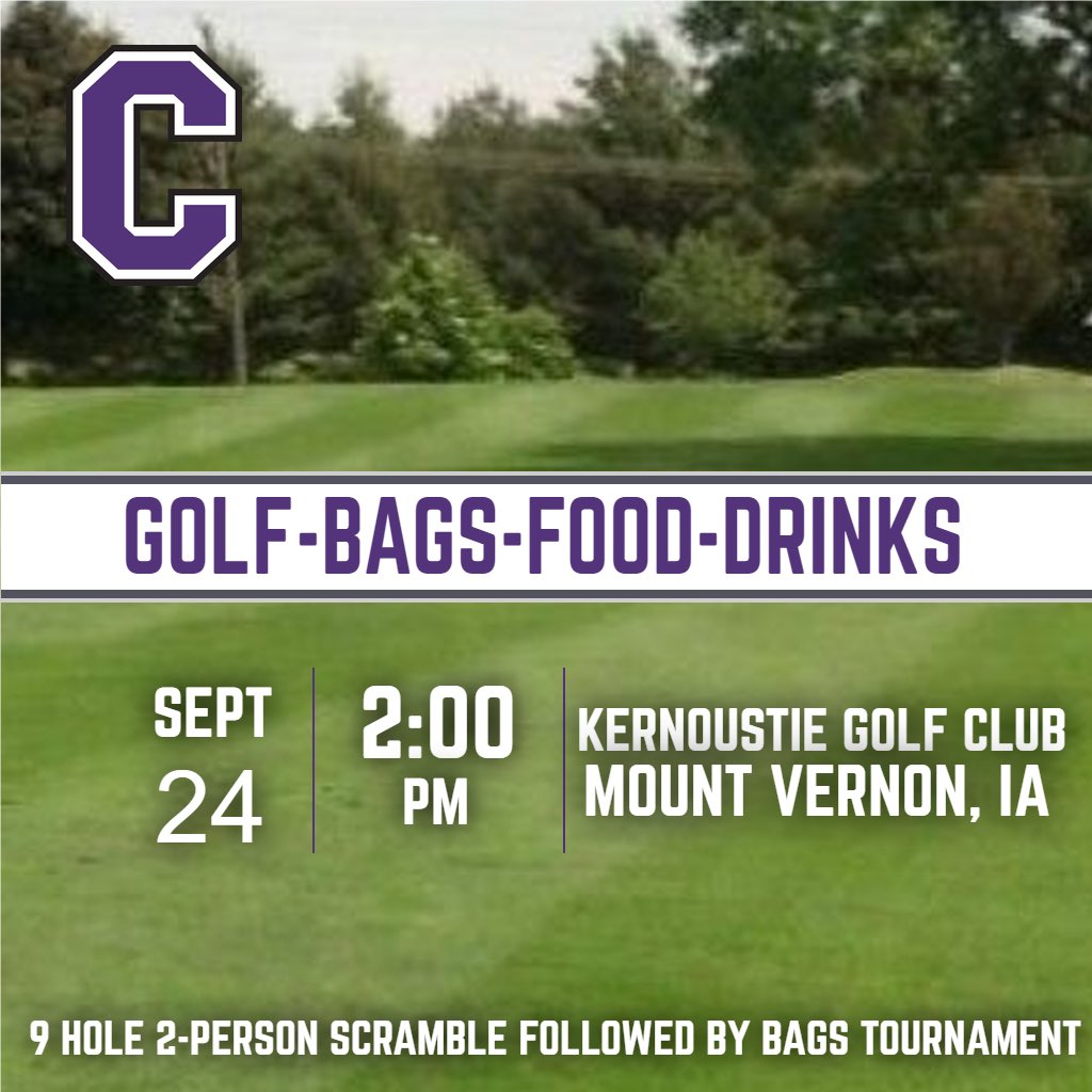 Save the Date - 9/24

Contact bhamm@cornellcollege.edu to signup. 

🐏 ⛳️ 🕳 🔨