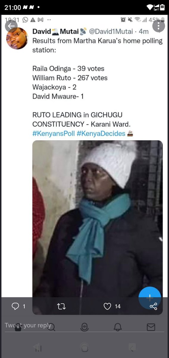 UkraineDFS's tweet photo. Results from  Martha Karua poll station.She is wishing the earth to swallow her.Rejext Azimio.#KenyaDecide  #UDA #Kirinyaga  #MtKenya https://t.co/Yxcv8a40Xf