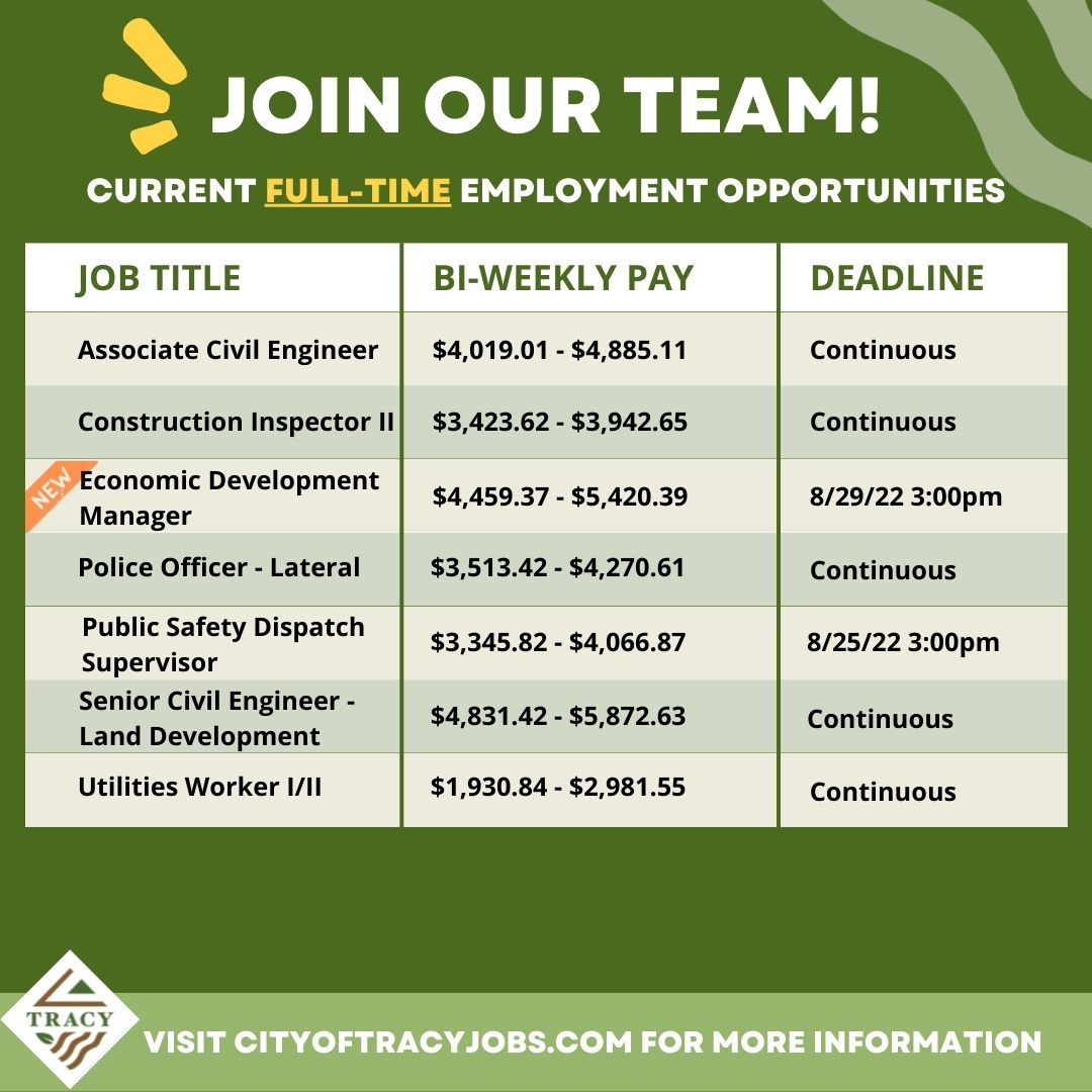 cityoftracy's tweet image. #WorkInsideTheTriangle with us!

Learn more about our current employment opportunities here: governmentjobs.com/careers/tracyca

Please RT!

#TracyCa #CityOfTracy #ThinkInsideTheTriangle