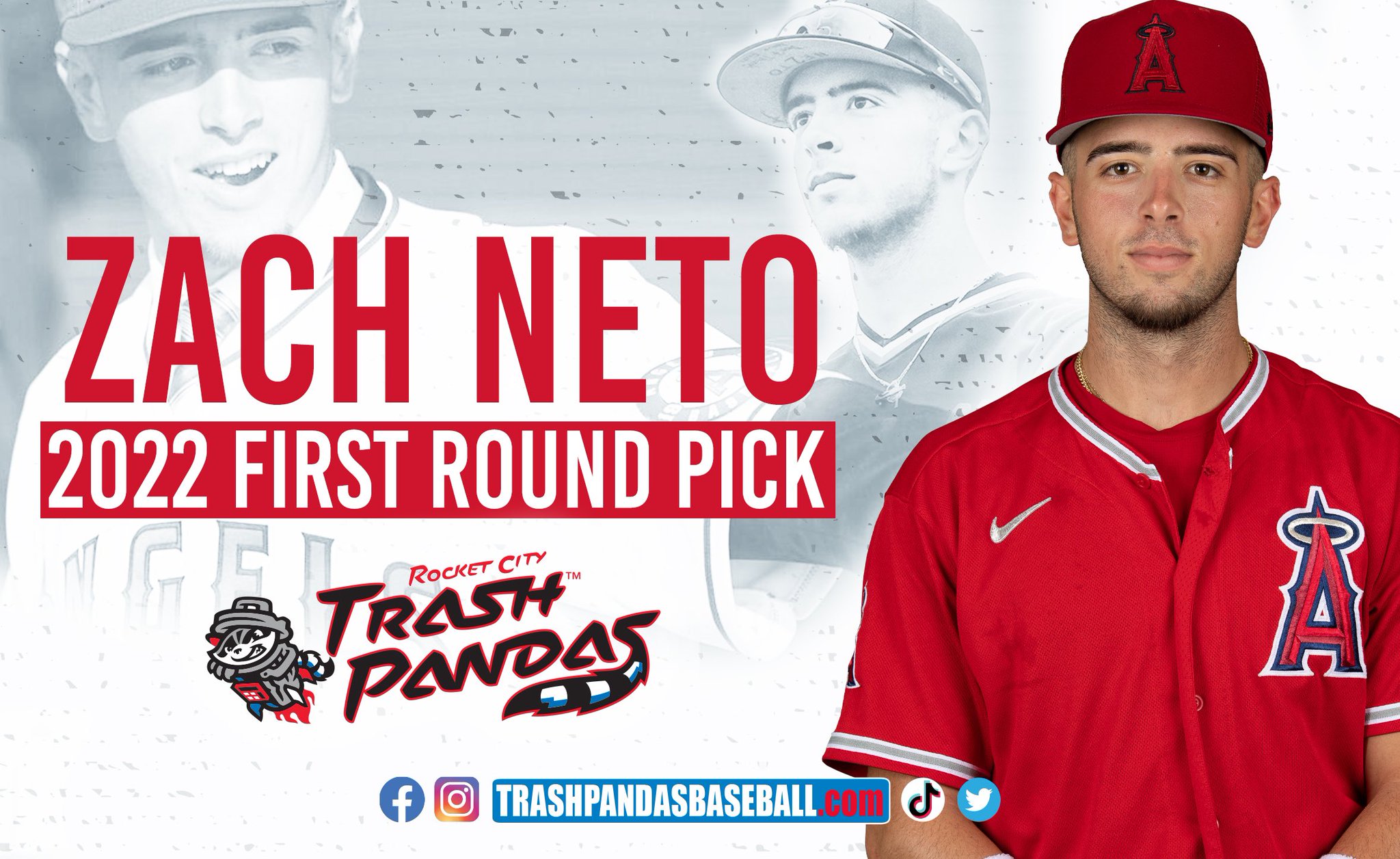 WE ARE LOADED. @ZachNeto25 IS NOW A TRASH PANDA!
The 2022 @Angels first round draft pick has been promoted from High-A Tri-City to Double-A Rocket City! 🚀 #GoHalos https://t.co/Qt9oNjwcTH