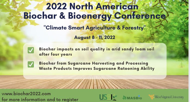 _MASBio's tweet photo. Join the exciting technical sessions on “Climate Smart Agriculture &amp; Forestry” on North American Biochar Conference, 2022
#Biochar2022 

Morning sessions: 11 AM -12:15 AM
Afternoon sessions: 2:20 PM -4:25 PM

https://t.co/FIlJGW3nPE https://t.co/ABMS0F5wcF