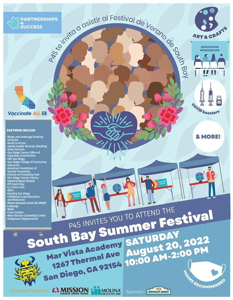 South Bay Summer Festival, Festival de Verano de South Bay. Mar Vista Academy 1267 Thermal Ave San Diego, CA 92154 8/20/22 10am-2pm #SUHSDParents #SUHSD <a href="/SUHSD/">Sweetwater Union High School District</a>
