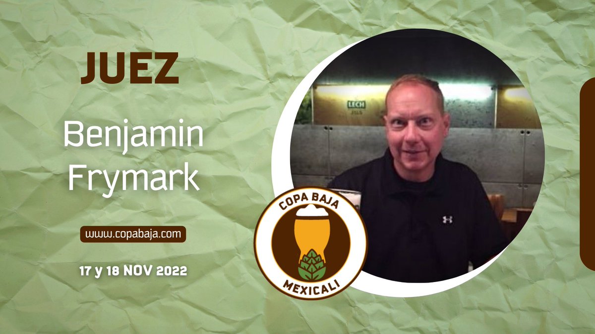CopaBaja's tweet photo. Ben "El Diablo Blanco" Frymark es juez BJCP graduado del American Brewers Guild Program en el 2001 🍻 y actualmente se desempeña como presidente de QUAFF (Quality Ale and Fermentation Fraternity)✅.

#CopaBaja #Mexicali #CervezaArtesanal #Mexico #CompetenciaCervecera #BeerAwards https://t.co/W2YPcqn4gu