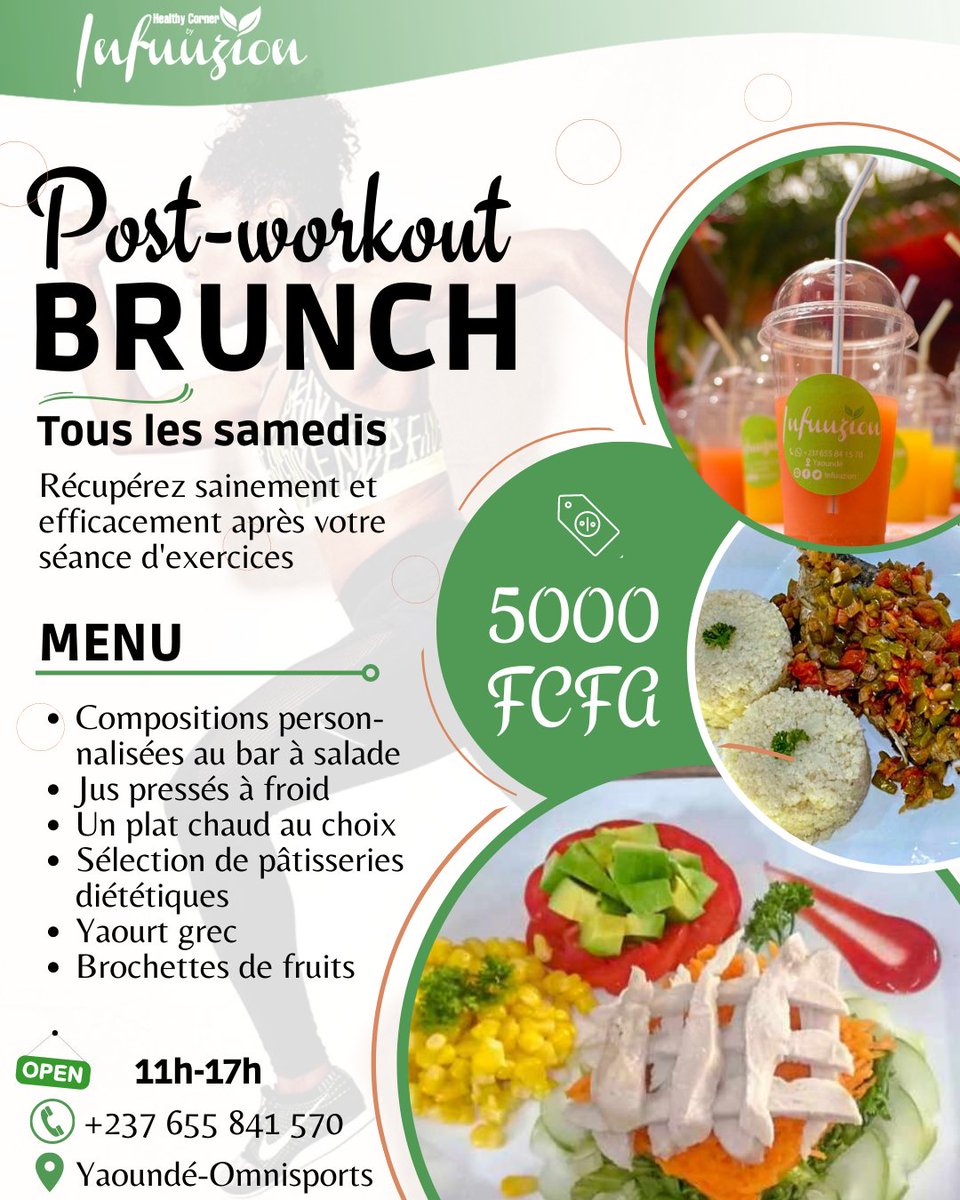 infuuzion's tweet photo. Sur place ou à domicile
#HealthyCorner237 #infuuzion #brunch #postworkoutbrunch #brunchathome #TT237 #Yaounde https://t.co/K767OHUSgN