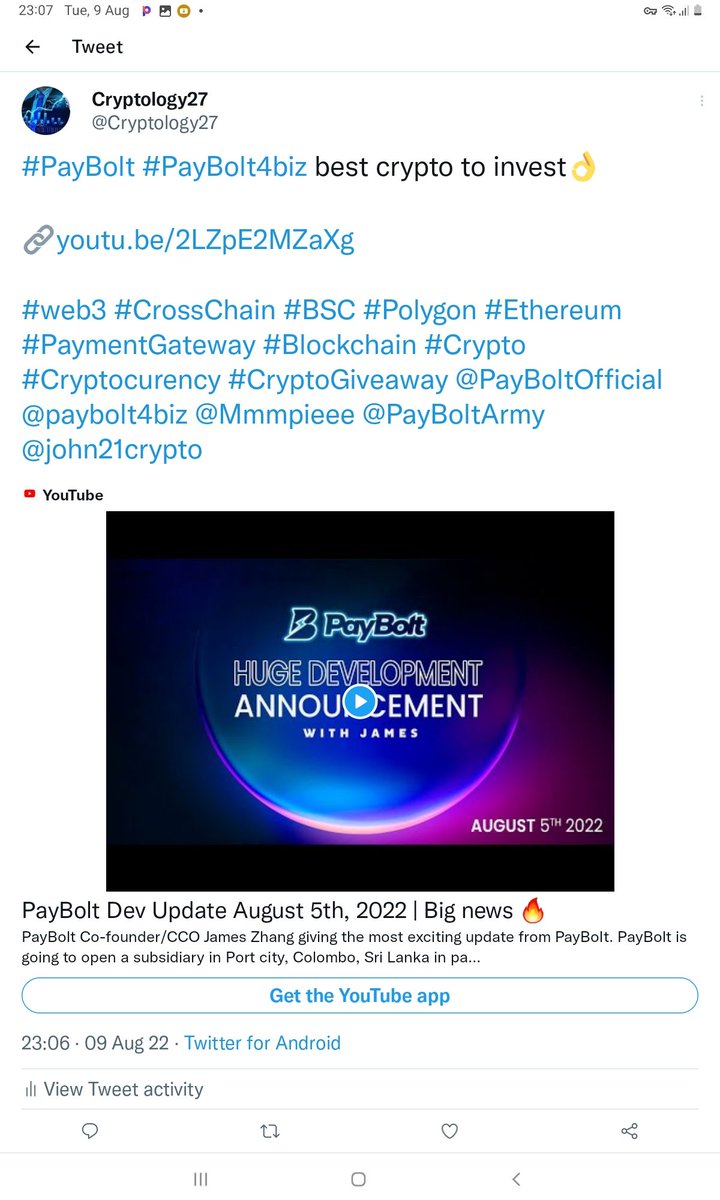 Cryptology27's tweet photo. @PayBoltOfficial #PayBolt4biz #PayBolt https://t.co/5PF6EwMK4L