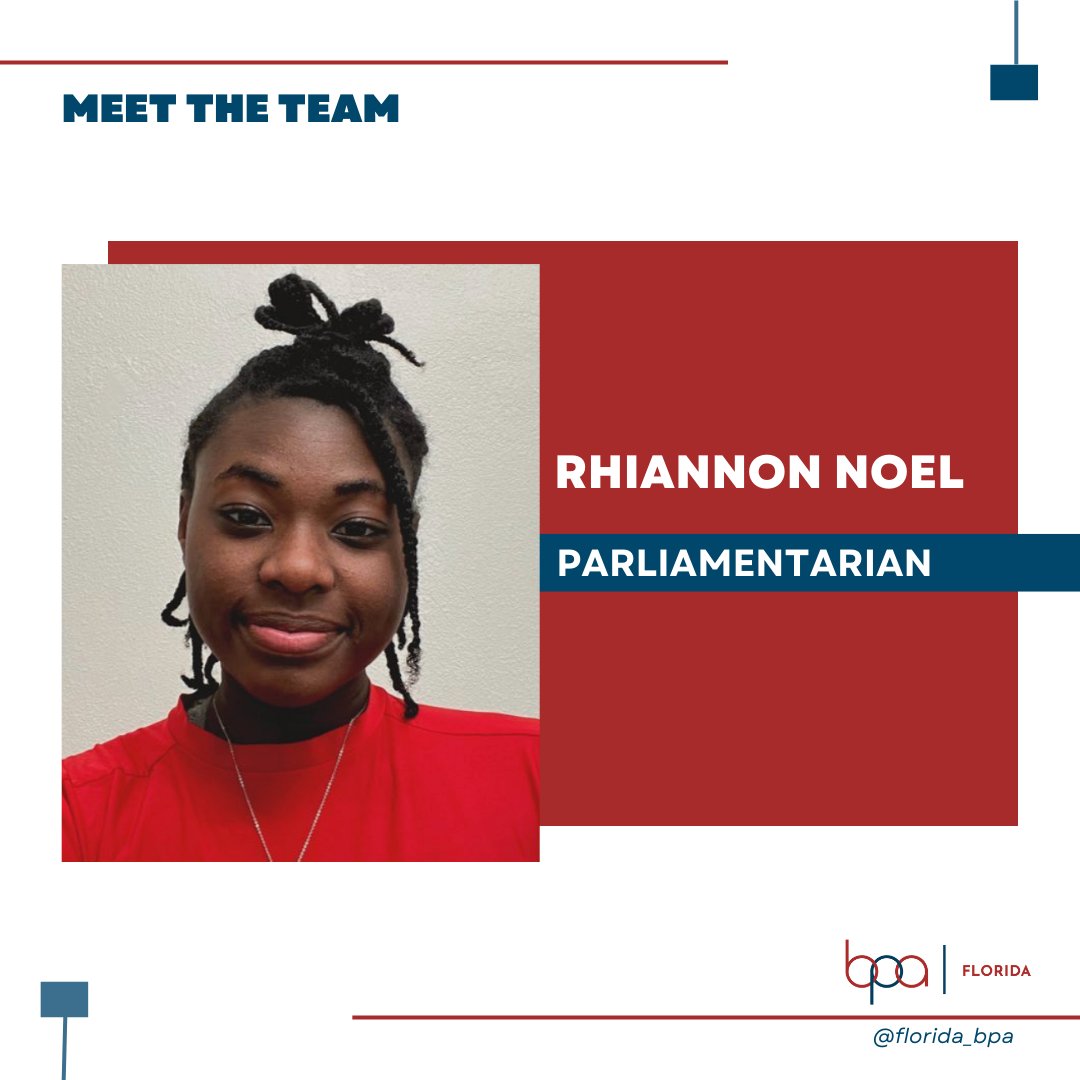 Next, we have our 2022-2023 Florida BPA Treasurer, Historian, and Parliamentarian. These young minds are bringing the balance and power of youth that BPA has to the table. As a whole, we all work together to ensure a good future for BPA.