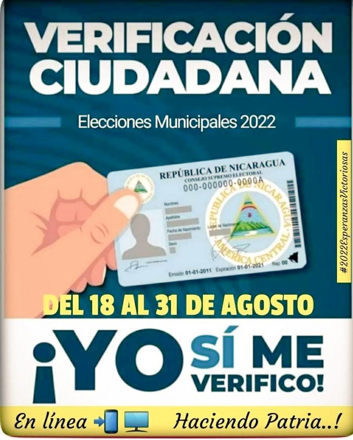 Nos verificamos todas y todos para las elecciones municipales en #Nicaragua #2022esperanzasvictoriosas #4319fuerzadevictorias