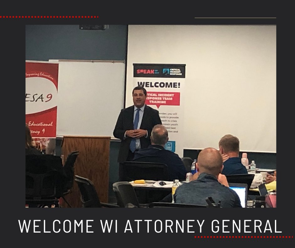 CESA9's tweet image. Another special guest today is Wisconsin Attorney General Josh Kaul! He came to speak at the Critical Incident Response Team Training hosted by the Department of Justice.
