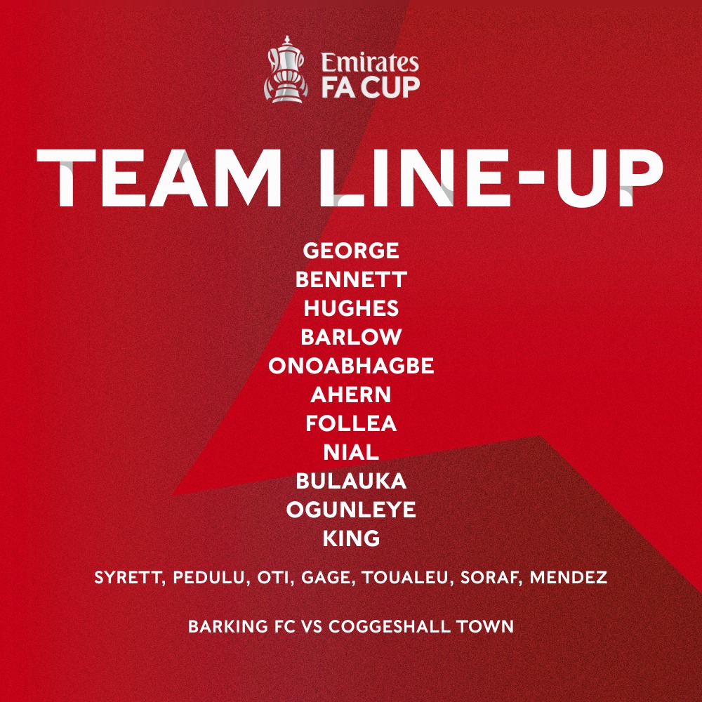 CoggeshallTown's tweet photo. Here's your side to take on @barkingfc this evening.
Come on you #SeedGrowers ๐ดโซ
#BARCOG #FACup https://t.co/SrosLNLiFp