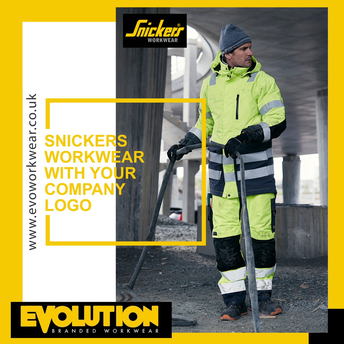Get Snickers Work Wear with your company logo emboirded - Full range at evoworkwear.co.uk #workwear #snickers #snickersworkwear #construction #groundworks #builder #hivis #checkatrade #fixradio #mybuilder #trustatrader