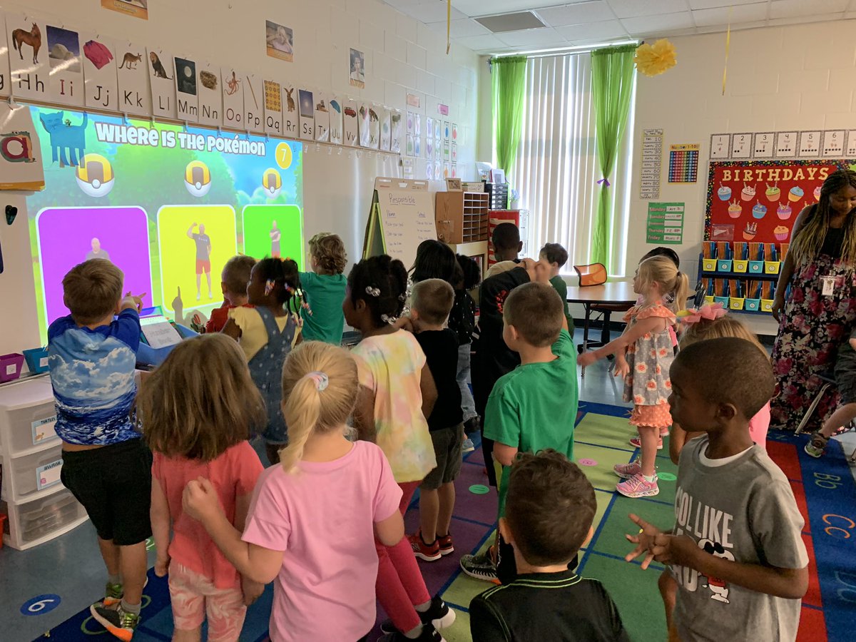 FloWood21's tweet photo. My kiddos had fun taking a brain break today with @MattShockleyPE while participating in Pokémon Hunter! https://t.co/ahDuksHgn0