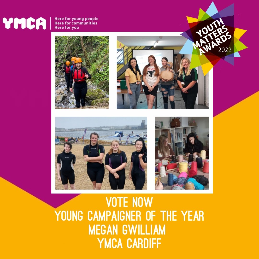 Megan is a semi finalist for Young Campaigner of the Year! For the amazing work she does for young carers 😄
If you haven't already please vote and read Megan's story- 
<a href="/YMCACdiff_Grp/">YMCA Cardiff Group</a> 
ymca.org.uk/youth-matters-…