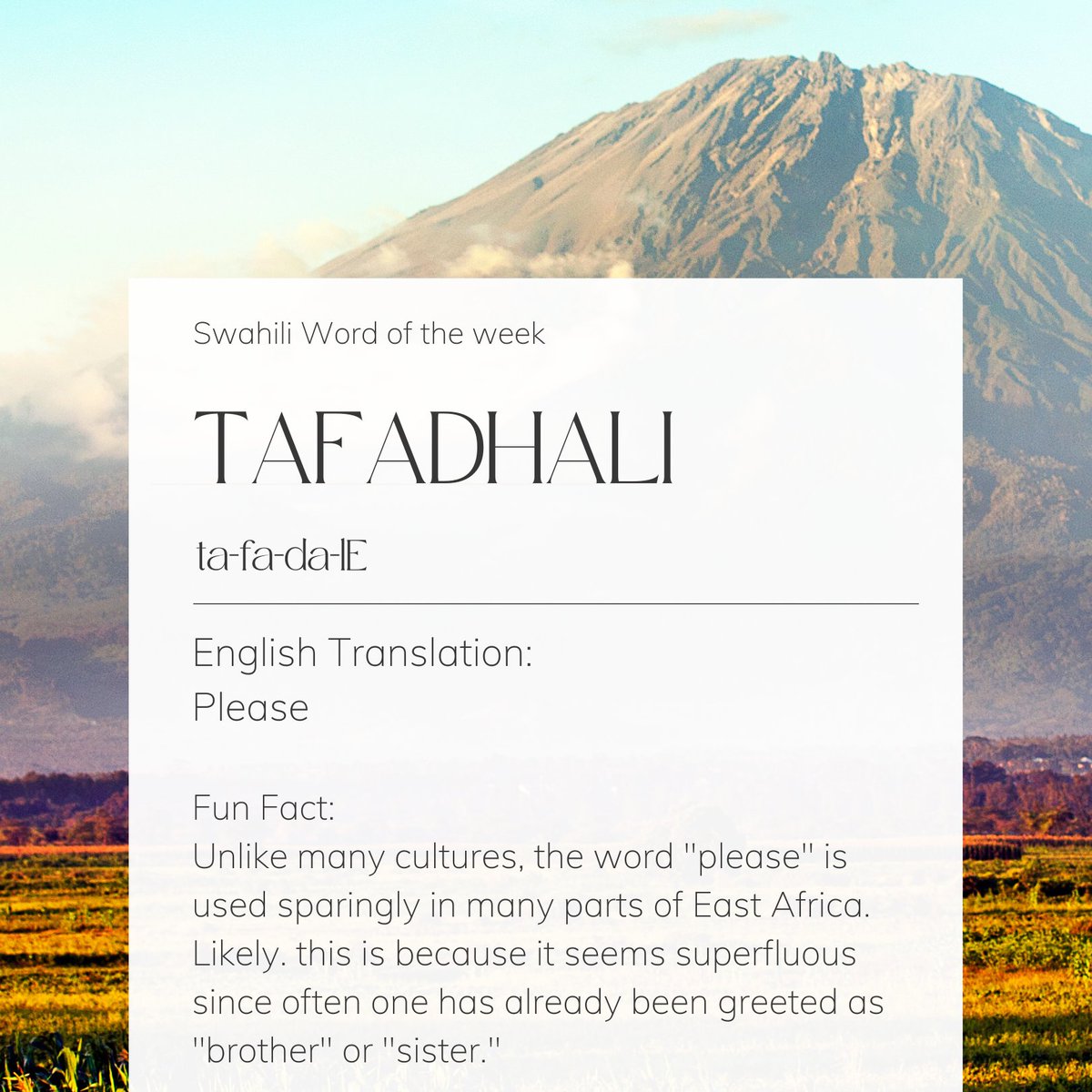 RedSweaterPro's tweet photo. #swahili #wordoftheweek #tanzania #africanlanguage #serengeti #africa #languagelearning #language #english #translate https://t.co/CLjRZNssud