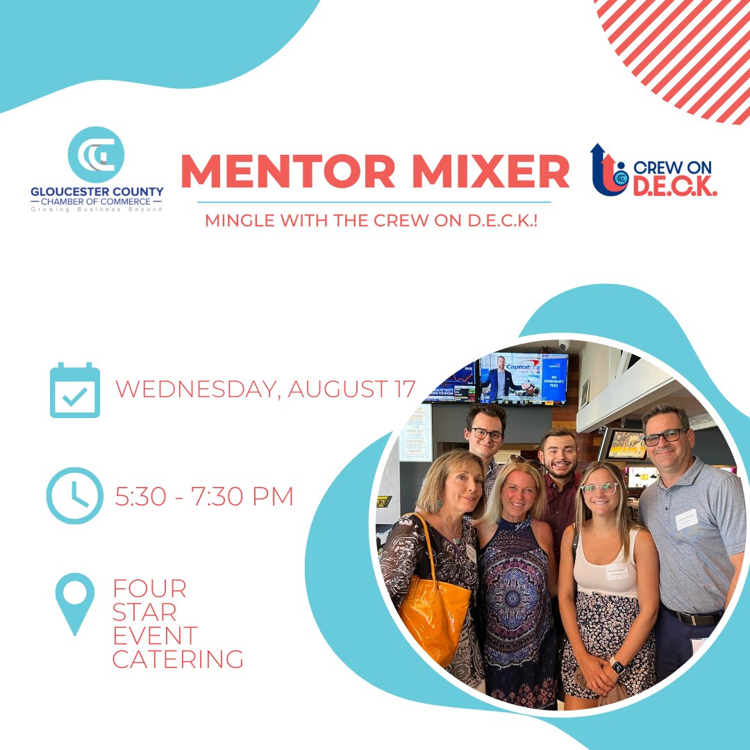 Join us next Wednesday evening at Four Star Event Catering for our Mentor Mixer! This after-work event will include a discussion between mentors &amp; young professionals about their tips on best practices in round-robin style. 

Register here: lnkd.in/eCQpd42G

#GCCCnj