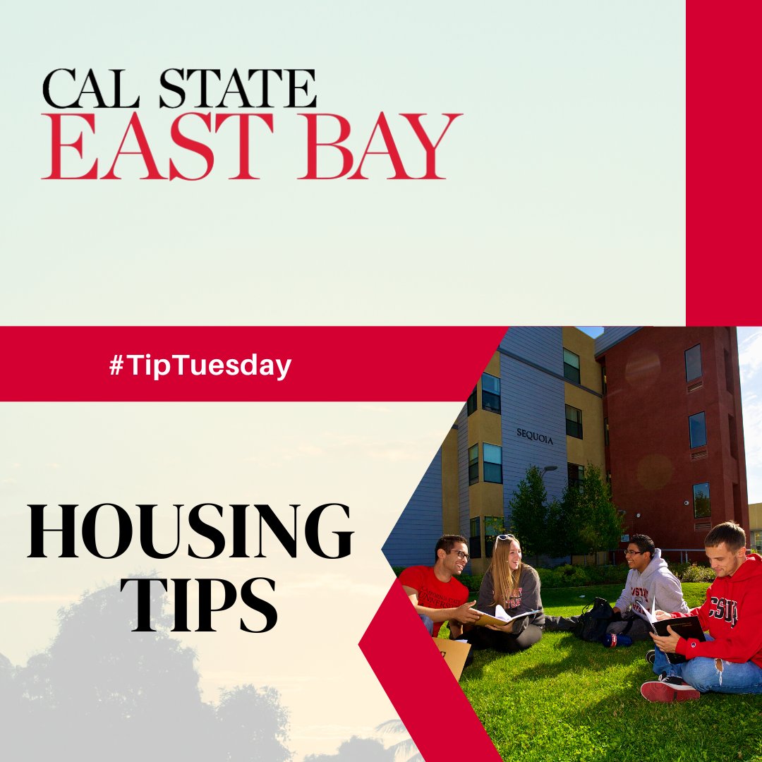 CalStateEastBay's tweet photo. #TipTuesday #HousingTips
Looking to apply for Housing? Great! For your convenience, this process is completely online. Be sure you are able to make the required payments to complete your application and contract! https://t.co/VbbSZc5luW