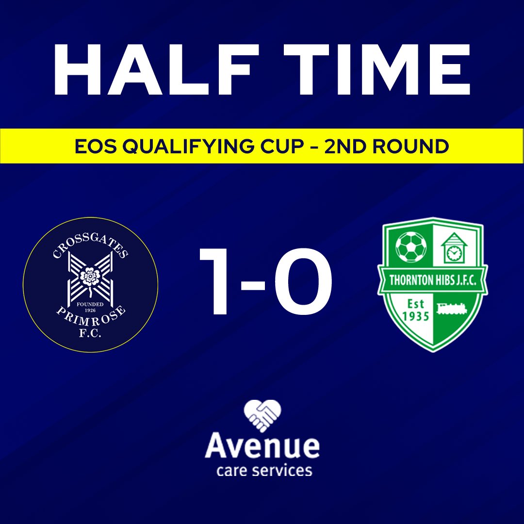 CPFC1926's tweet photo. ⏱ | HALF TIME

Crossgates Primrose [1-0] Thornton Hibs

#EOSFL | #QualifyingCup https://t.co/QOaWqfIacx