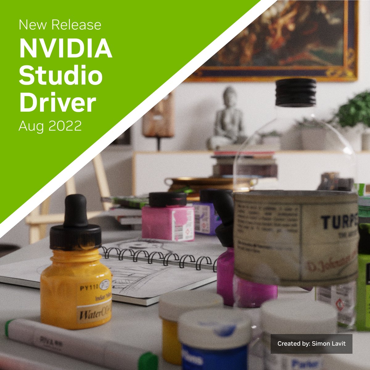 NVIDIAStudio's tweet photo. The August #NVIDIAStudio Driver is ready for download! ⚙️

Learn more about the optimizations for this month 👉 https://t.co/UTf21ZKY0L https://t.co/yoc3RKjPzC