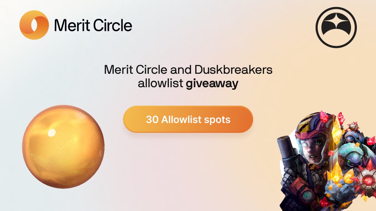 We have been giving the privilege of giving away 30 allowlist spots for the <a href="/DuskBreakers/">DuskBreakers</a> mint happening on the 19th of August!

🎁 How to participate?

1. Follow @MeritCircle_IO &amp; <a href="/DuskBreakers/">DuskBreakers</a> 
2. Retweet this tweet

 Deadline: 11th of August 21:00 CET